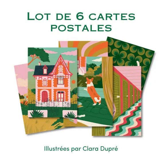 Lot de 6 cartes postales