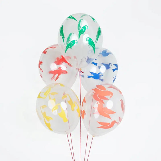 5 Ballons de baudruche oiseaux tropicaux