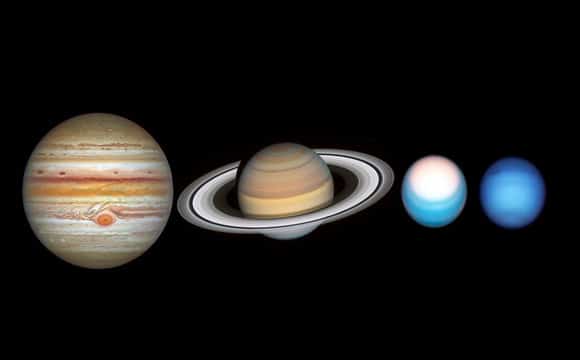 Les planètes gazeuses du système solaire.
